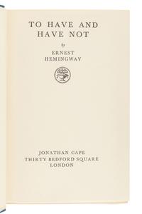 HEMINGWAY, Ernest. A group of 5 FIRST ENGLISH EDITIONS, comprising: