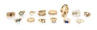A Collection of Yellow Gold Rings, 59.70 dwts.