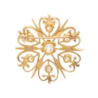 Diamond and Yellow Gold Brooch and Earrings
