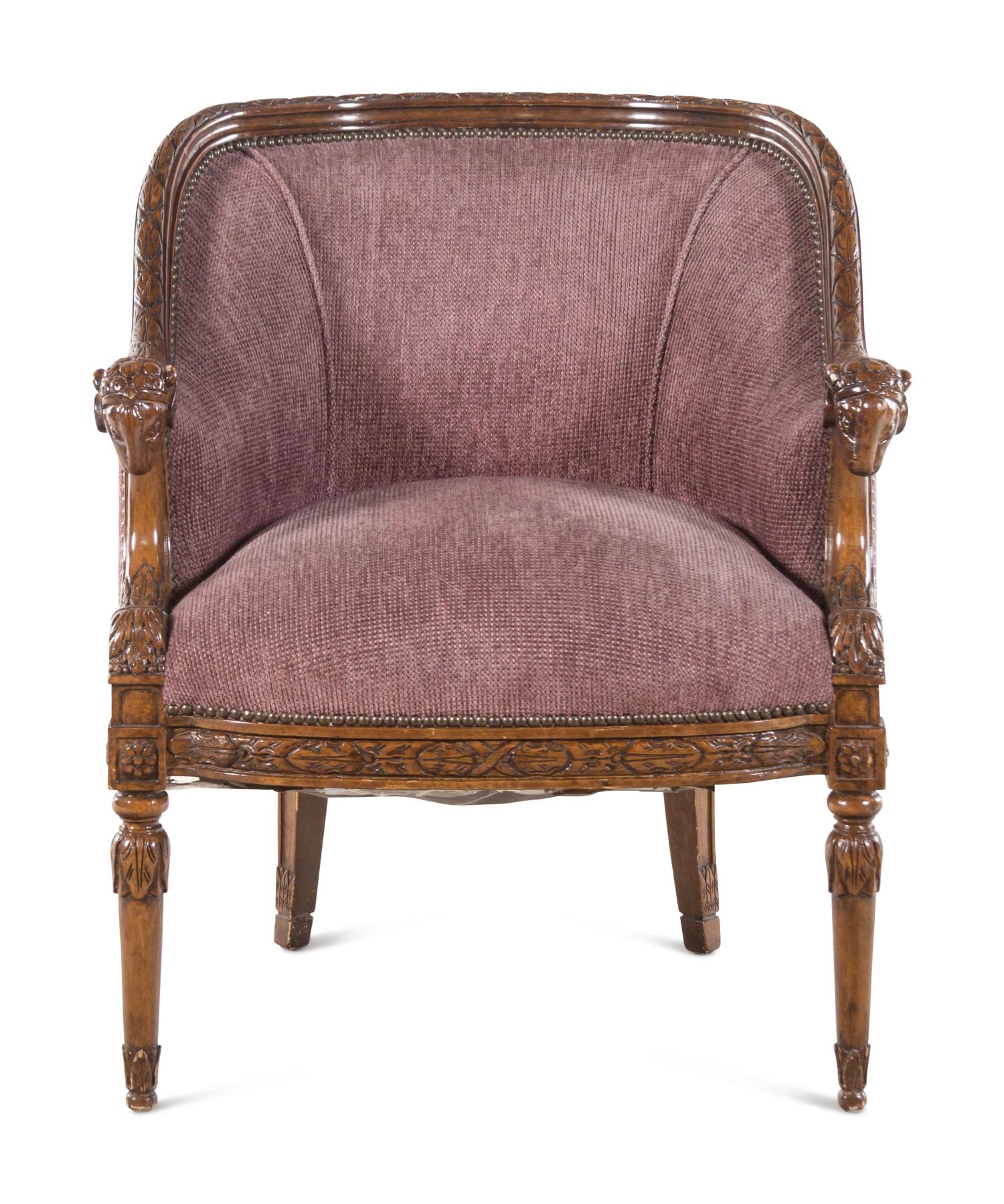 A J. Robert Scott Carved Walnut Armchair