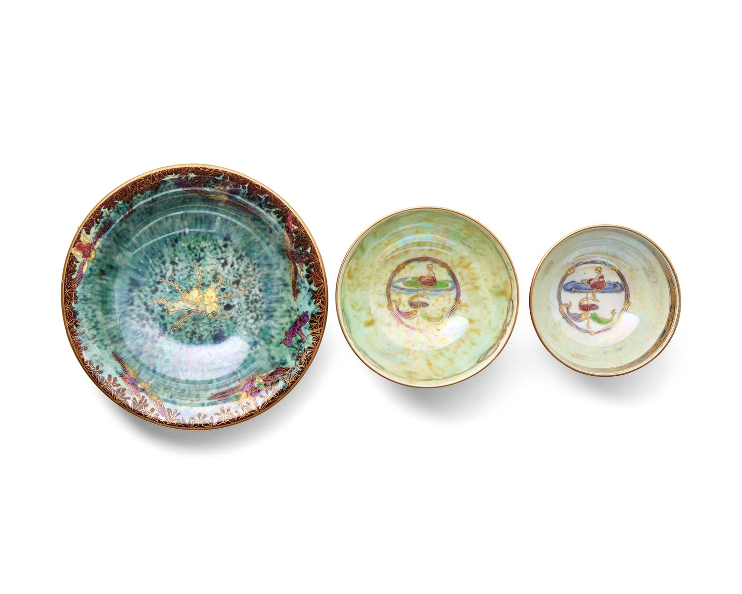 Three Wedgwood Fairyland Luster Bowls