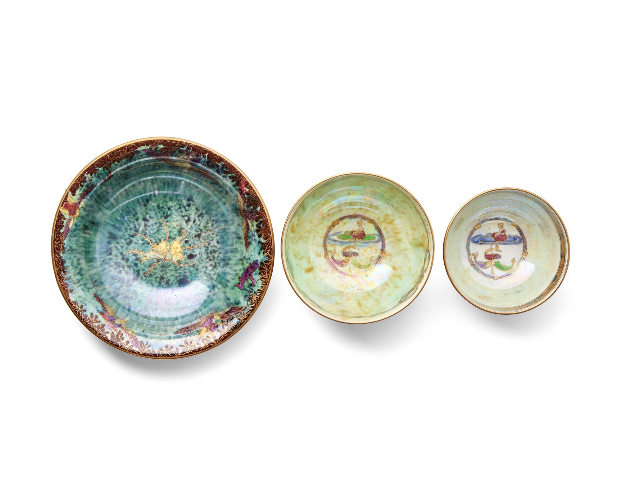 Three Wedgwood Fairyland Luster Bowls