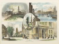 [ART AND ARCHITECTURE]. A group of 15 woodcut scenes of Chicago by R.R. Donnelly & Sons and others.