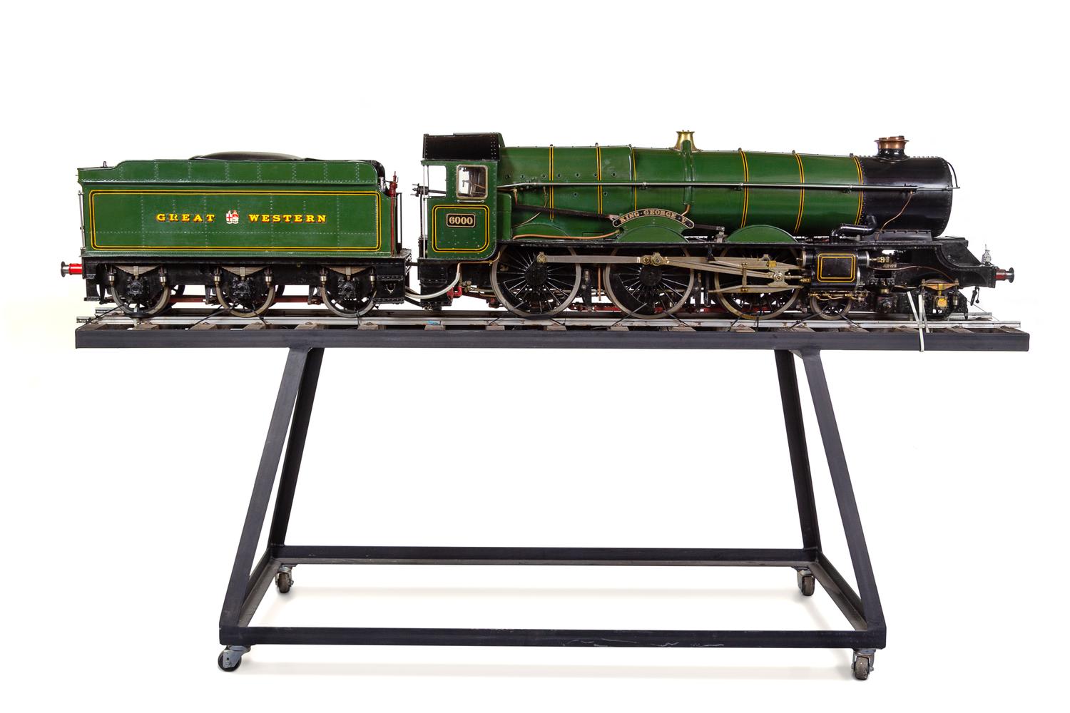 A Rare and Impressive Live Steam 7 1/4-Inch Gauge Painted Metal Great Western Railway-Class 6000: King George V Locomotive and Ride-On Tender