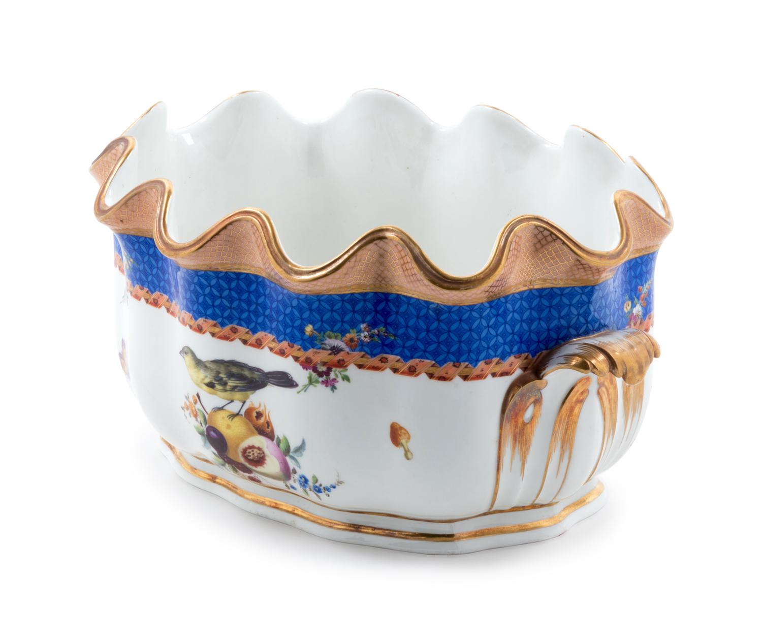 A Meissen Painted and Parcel Gilt Porcelain Monteith