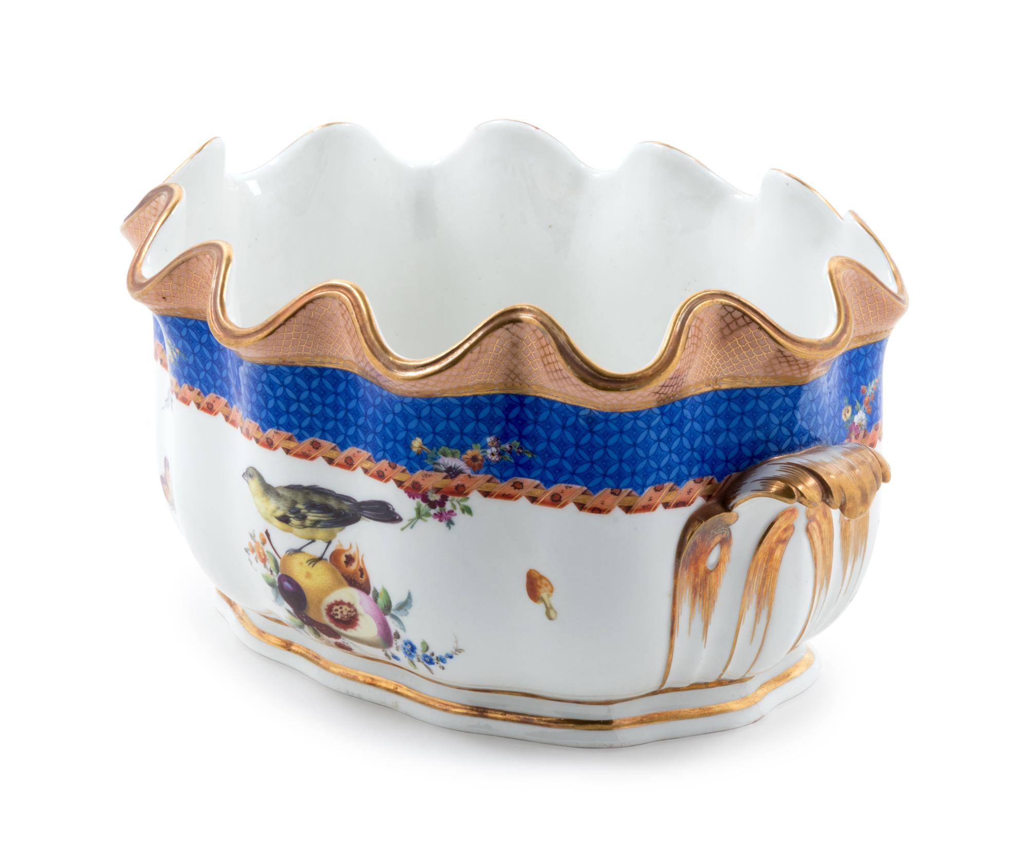 A Meissen Painted and Parcel Gilt Porcelain Monteith