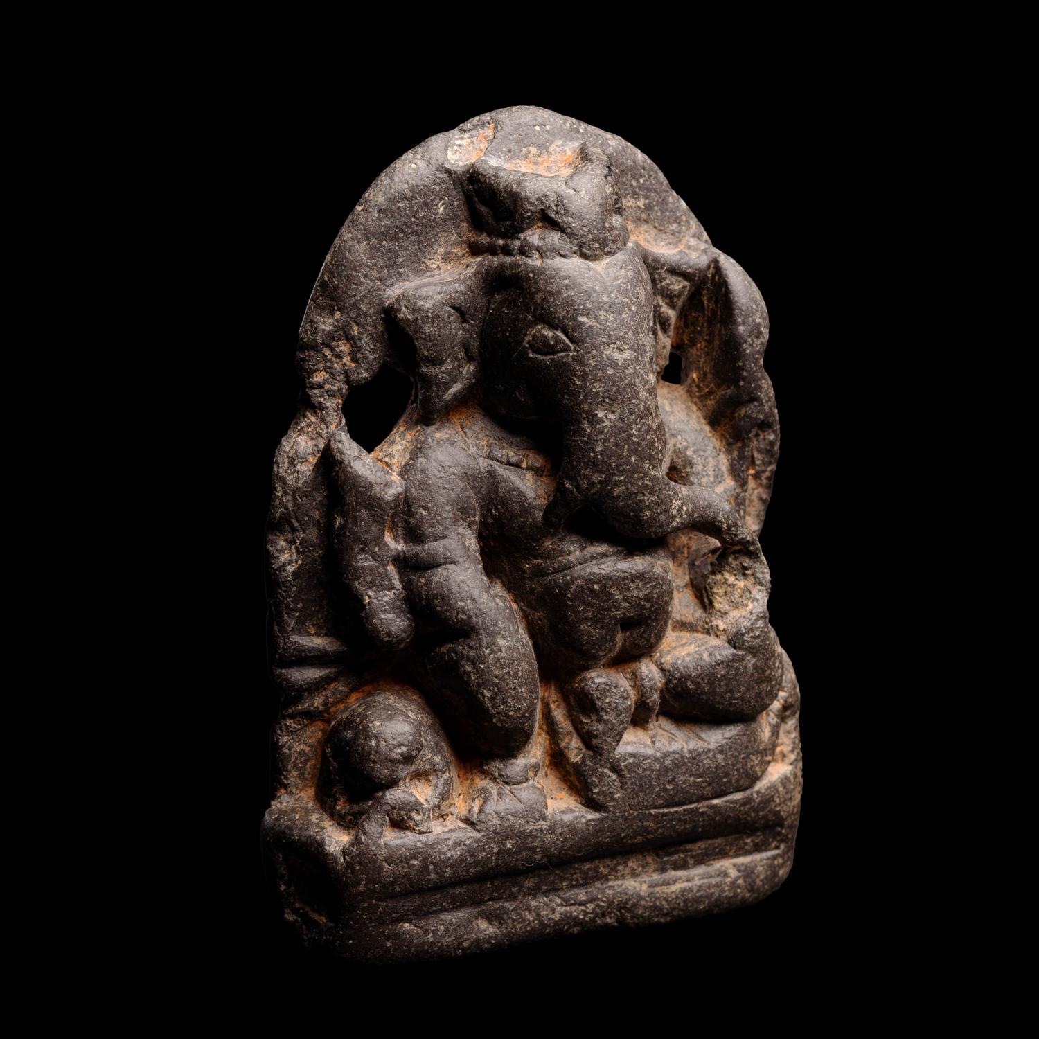 A Small Kashmir Blackstone Stele of Ganesha