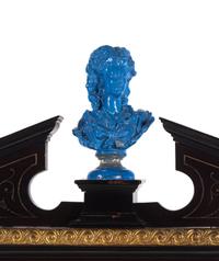 A Napoleon III Ebonized and Glazed Pottery Plaque-Mounted Secrétaire