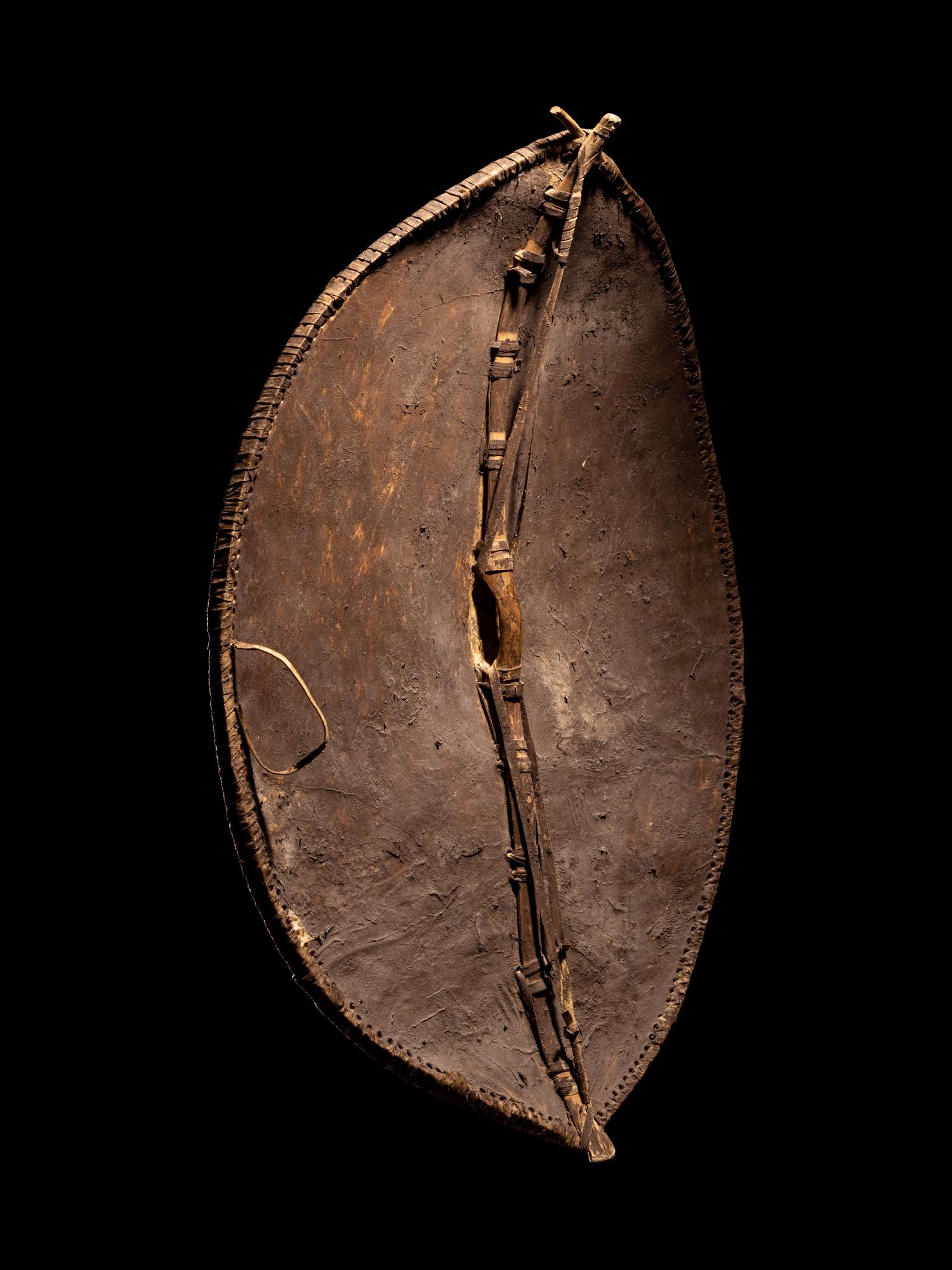 A Maasai Painted Hide Shield and Milk Gourd
