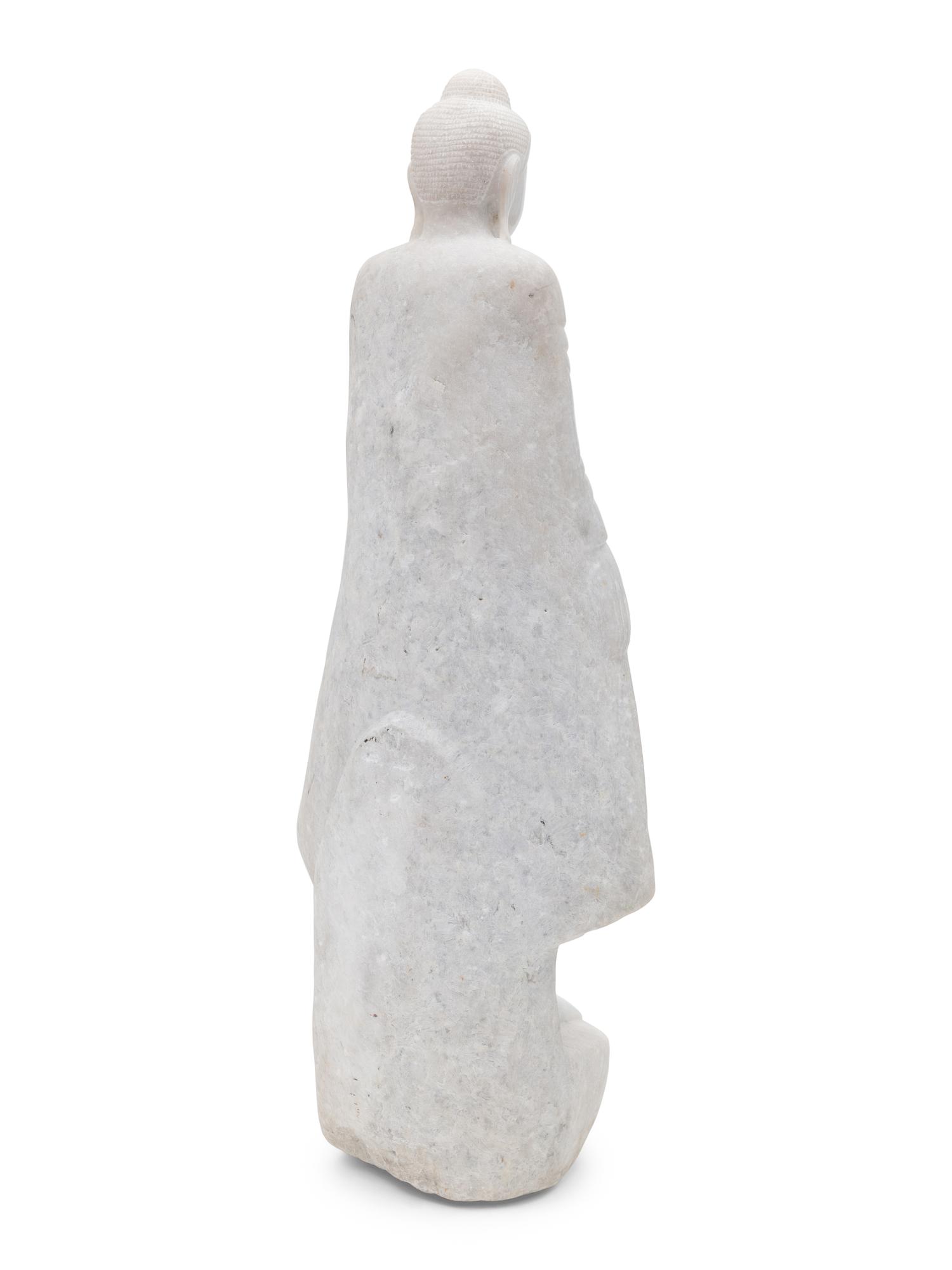 A Large White Marble Figure of Buddha