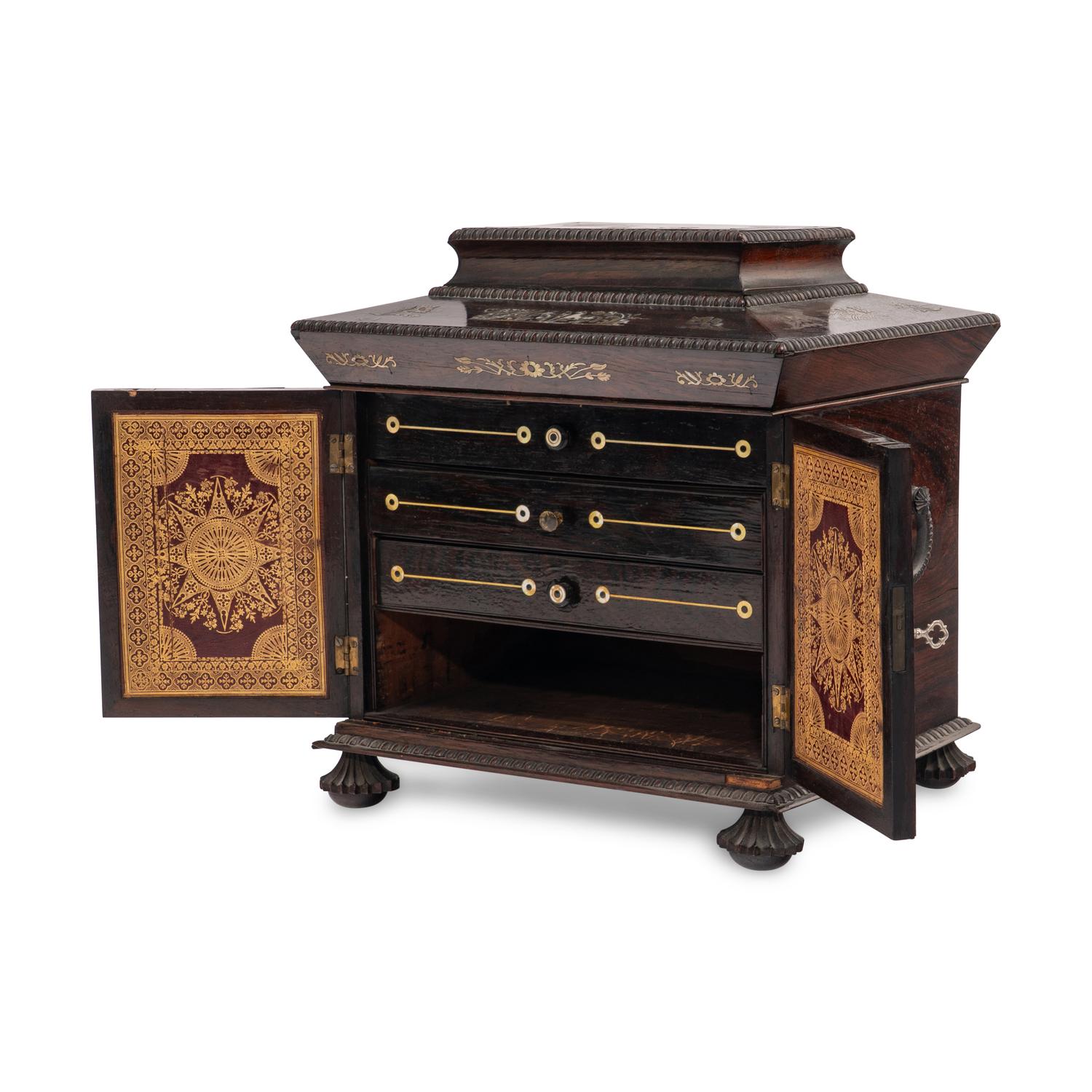 An Anglo-Indian Rosewood and Mother-of-Pearl Inlaid Jewelry Casket