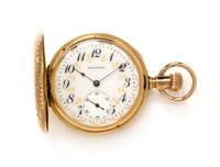 A 14 Karat Yellow Gold Hunter Case Pocket Watch, Waltham, Circa 1892, 33.80 dwts.