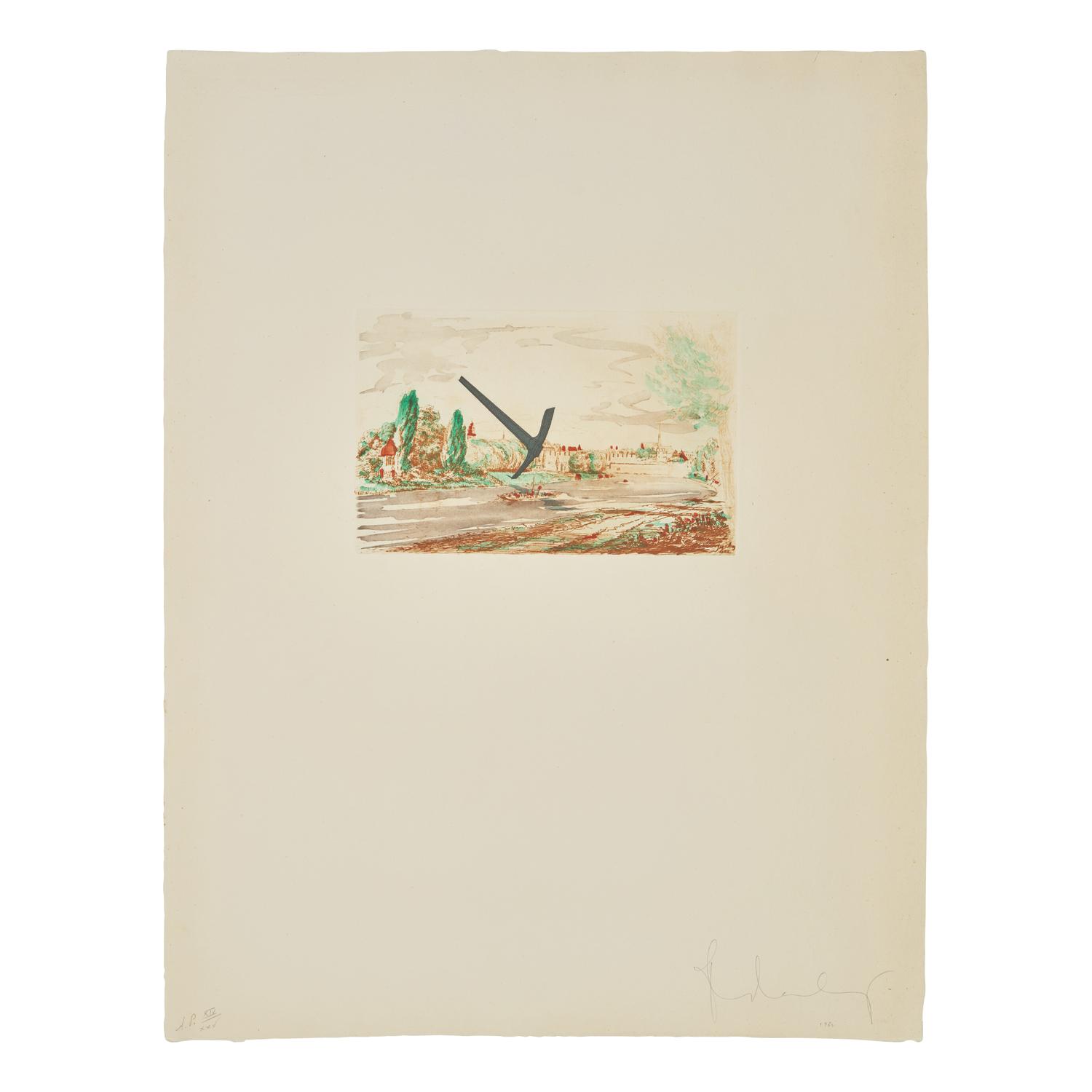 Claes Oldenburg (American, 1929-2022) — A pair of prints (The Spitzhacke, 1982, Superimposed on a Drawing of the Site by Emil Ludwig Grimm, 1822, 1982; Notebook Torn in Half , 1997)