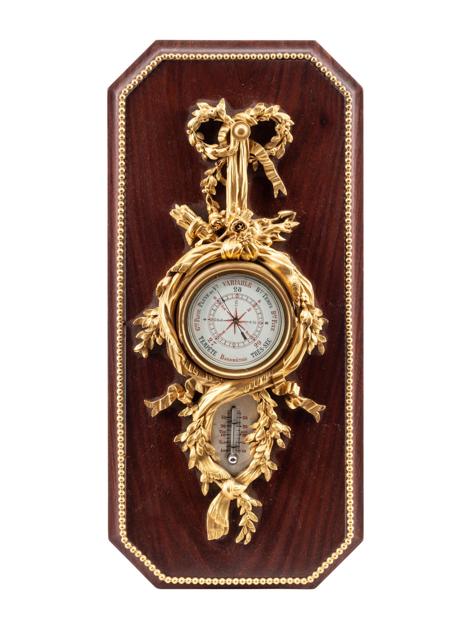 A French Gilt Bronze and Walnut Barometer