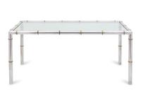 A Brass Mounted Aluminum Glass-Top Dining Table