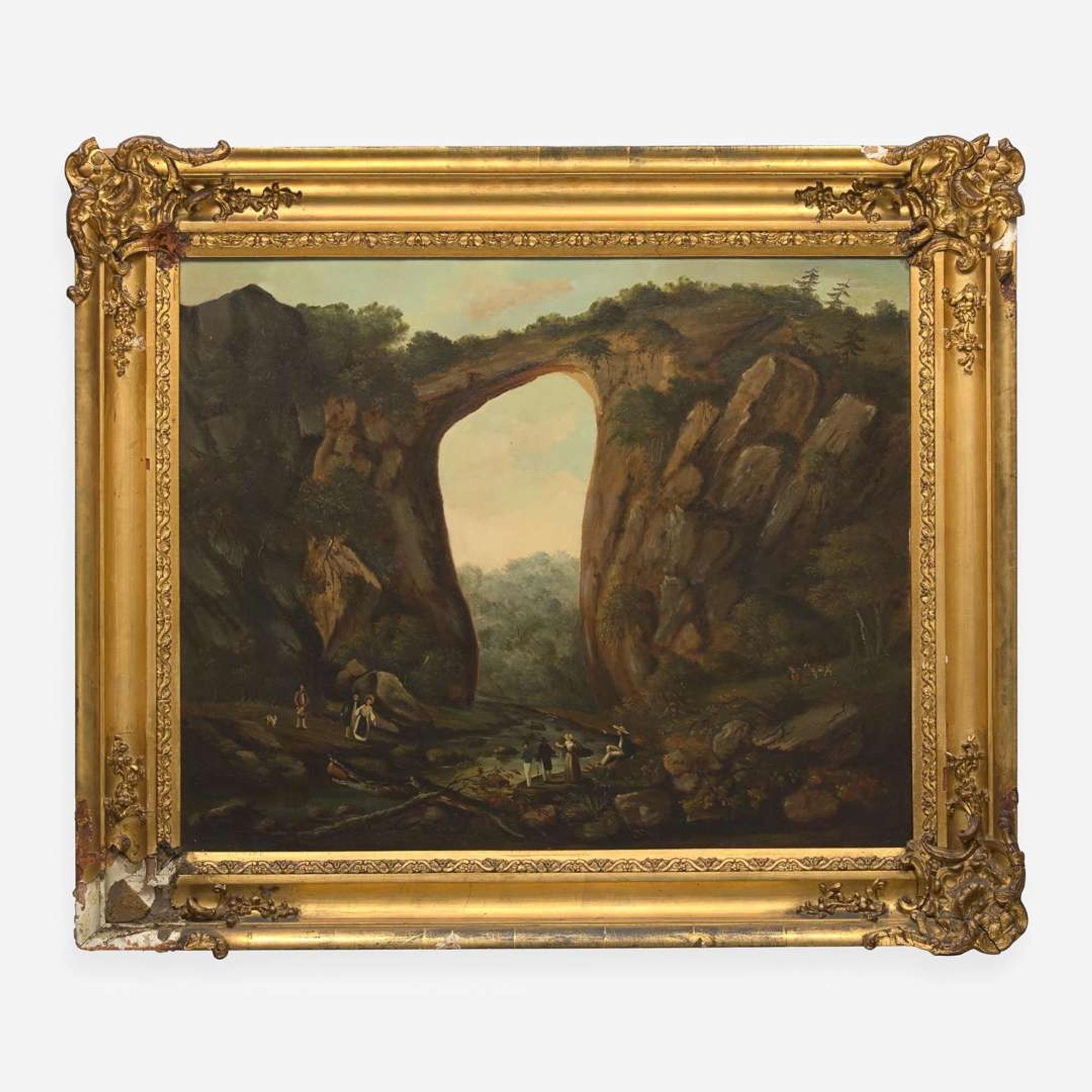 American School 19th century View of Natural Bridge with Visitors, Rockbridge, Virginia