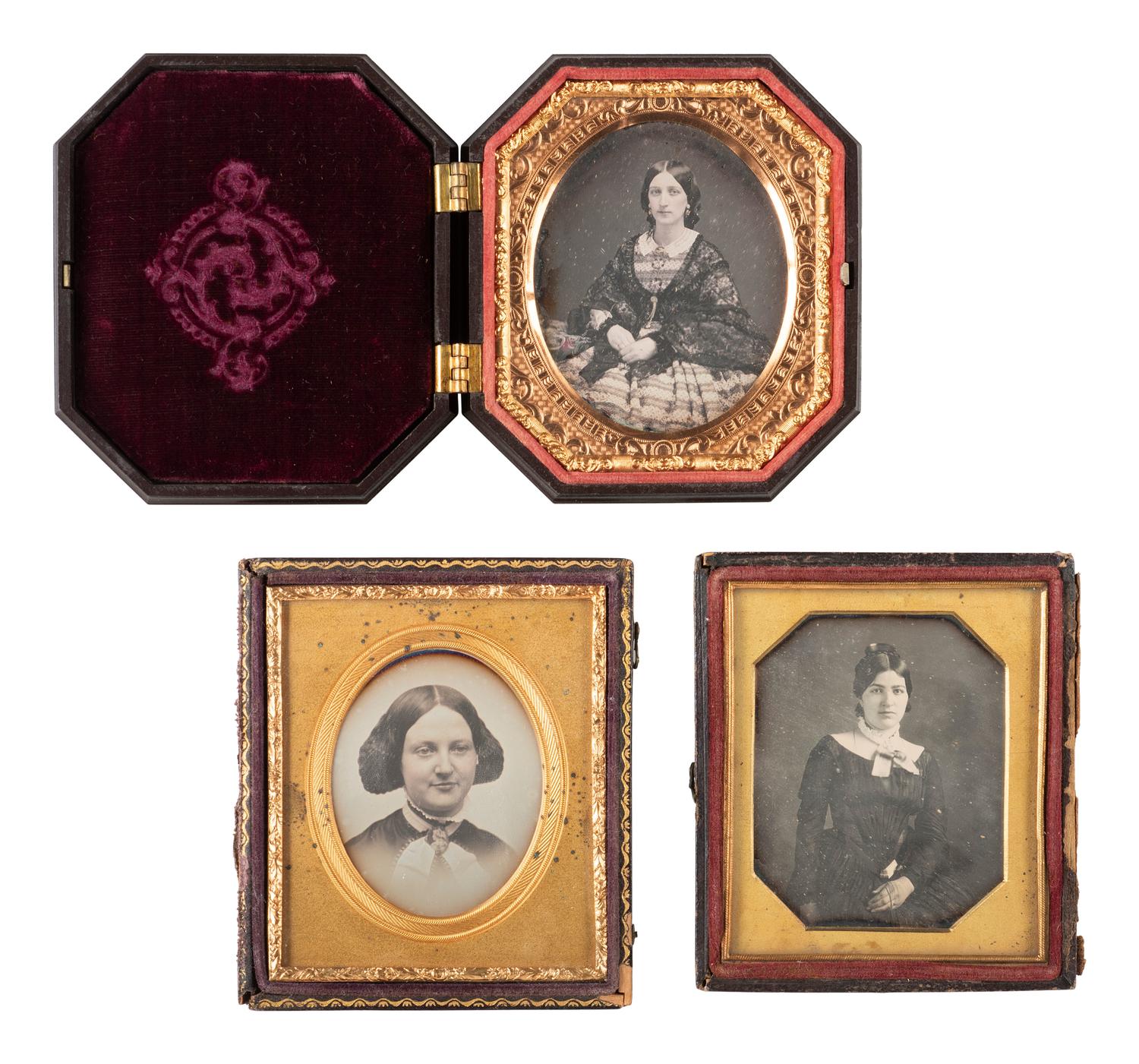 [EARLY PHOTOGRAPHY]. 20 sixth plate daguerreotypes of young women, most with above average clarity.