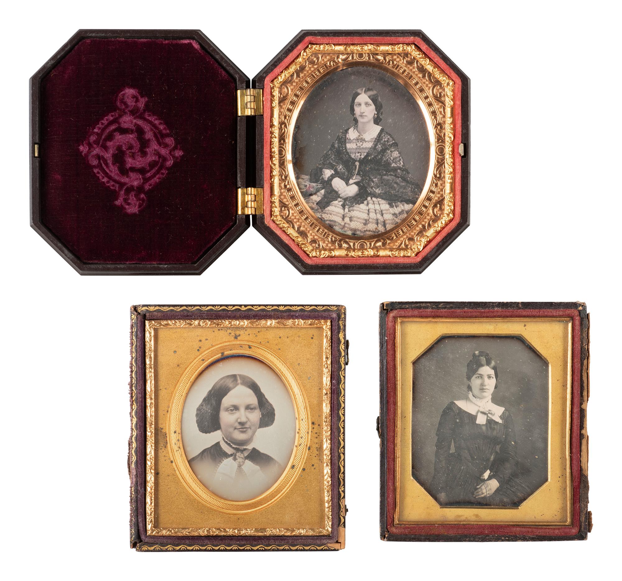 [EARLY PHOTOGRAPHY]. 20 sixth plate daguerreotypes of young women, most with above average clarity.