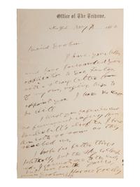 GREELEY, Horace (1811-1872). Autograph letter signed ("Horace Greeley"). New York, 8 May 1865.