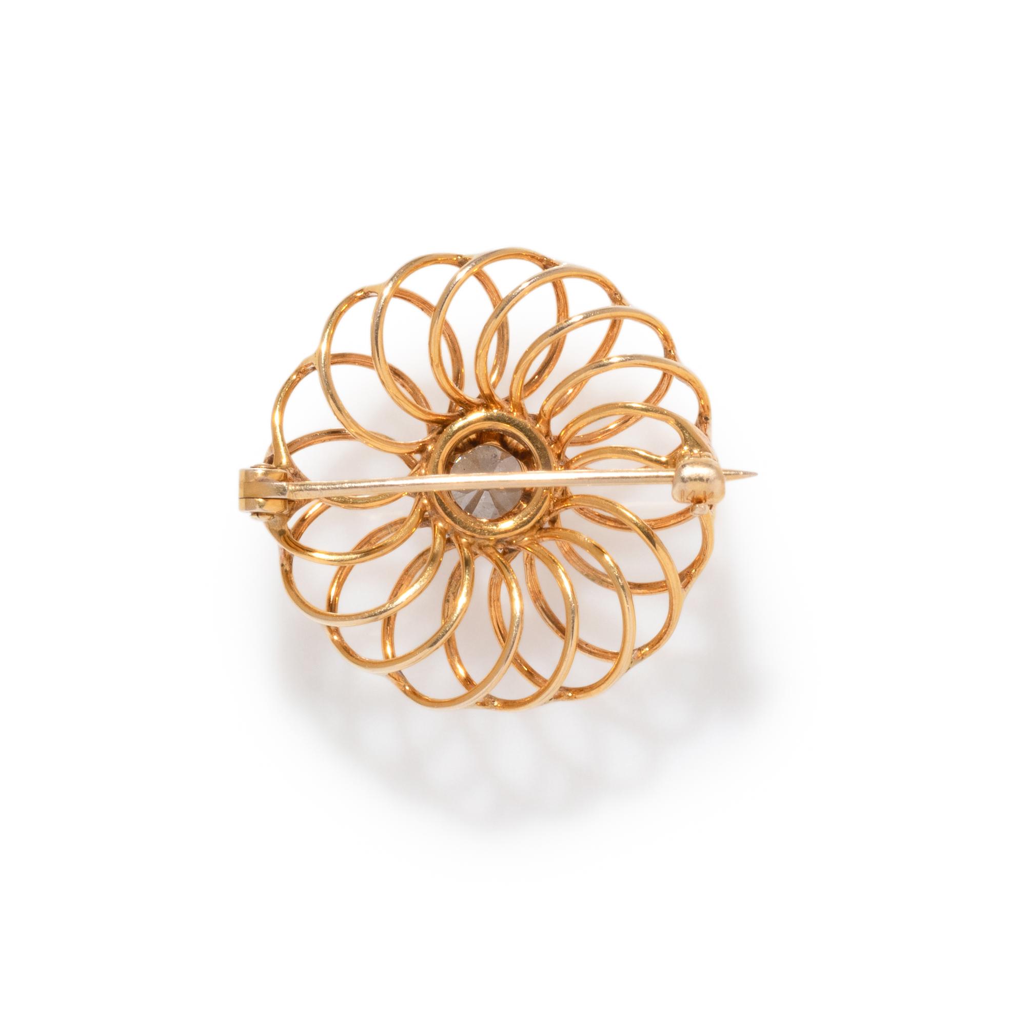 YELLOW GOLD AND DIAMOND BROOCH