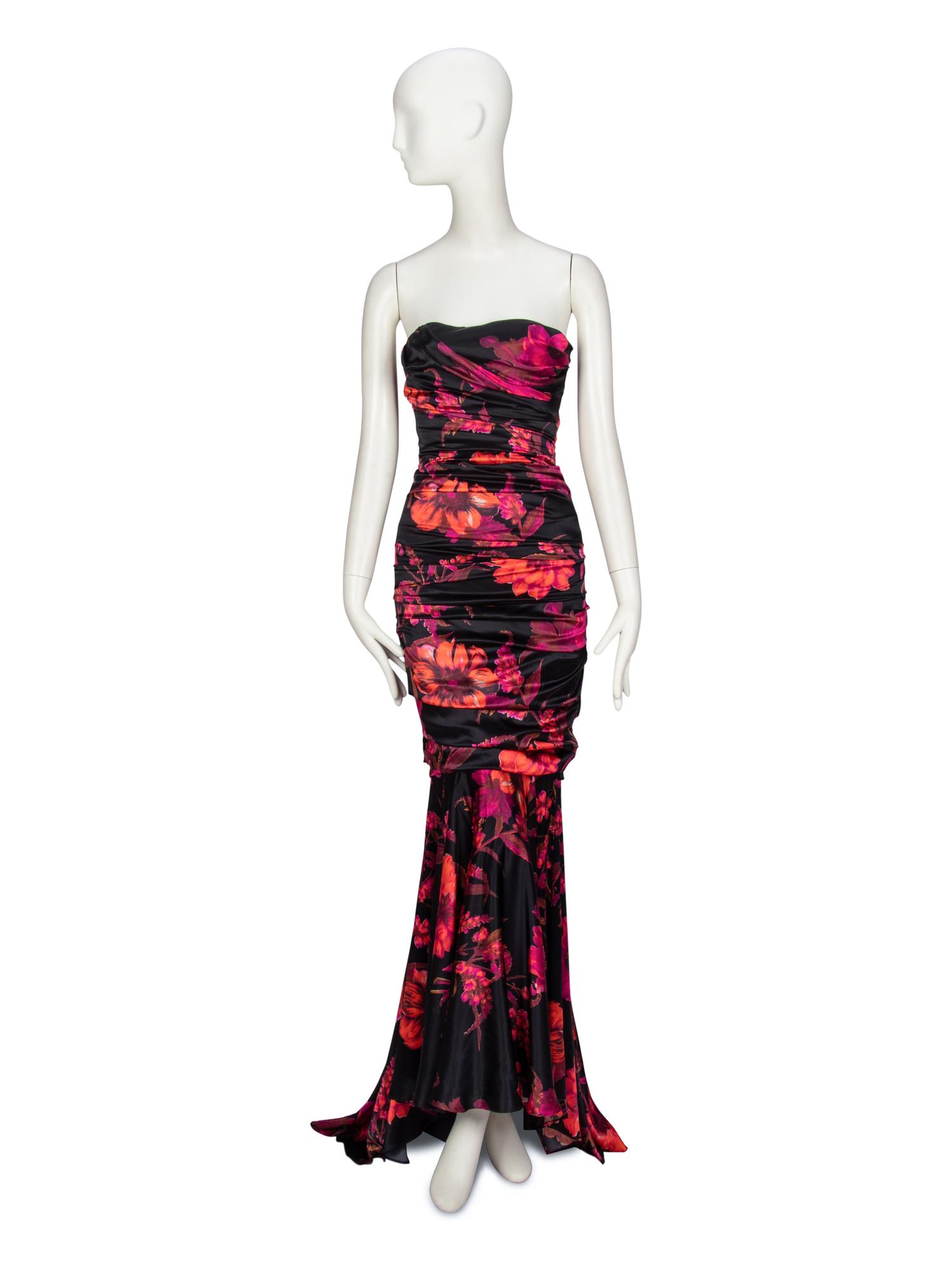 DOLCE & GABBANA, DRAPED FLORAL PRINT GOWN