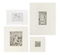 Tony Fitzpatrick, (American, 1958), Pony, Bull, Baby Doll, and Beast (a group of 4)
