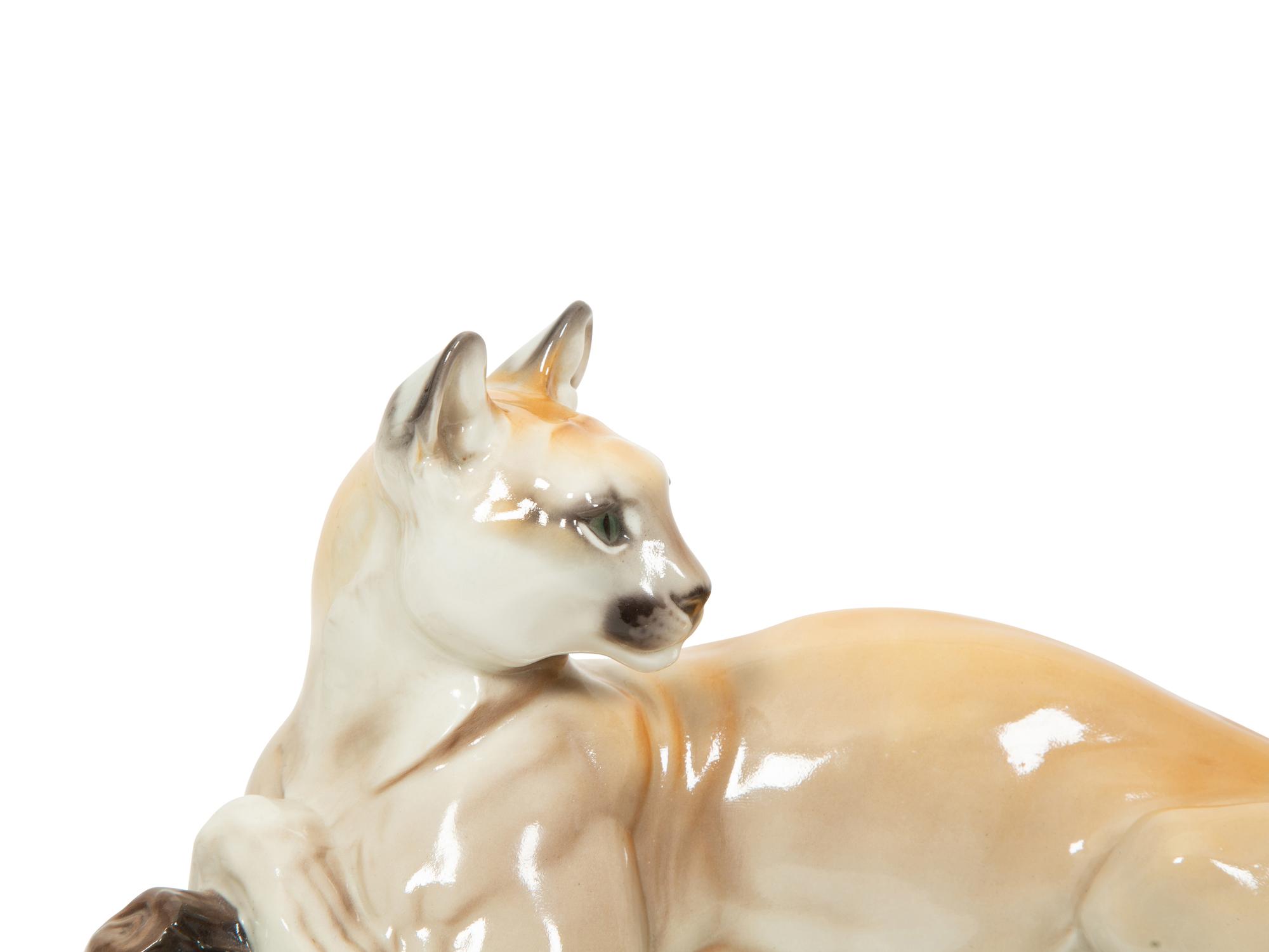 A Nymphemberg Porcelain Model of a Pair of Pumas