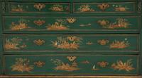 A George II Style Green Japanned Bureau Cabinet