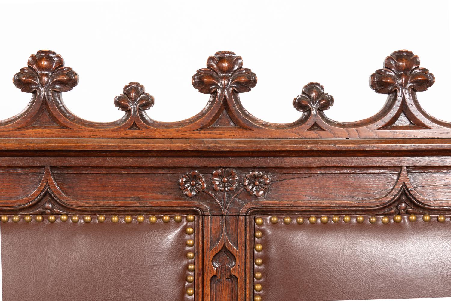 A Gothic Revival Oak Settee