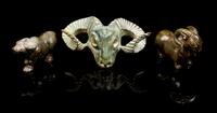 Three Hardstone Toggles Width of largest 9 3/4 inches.