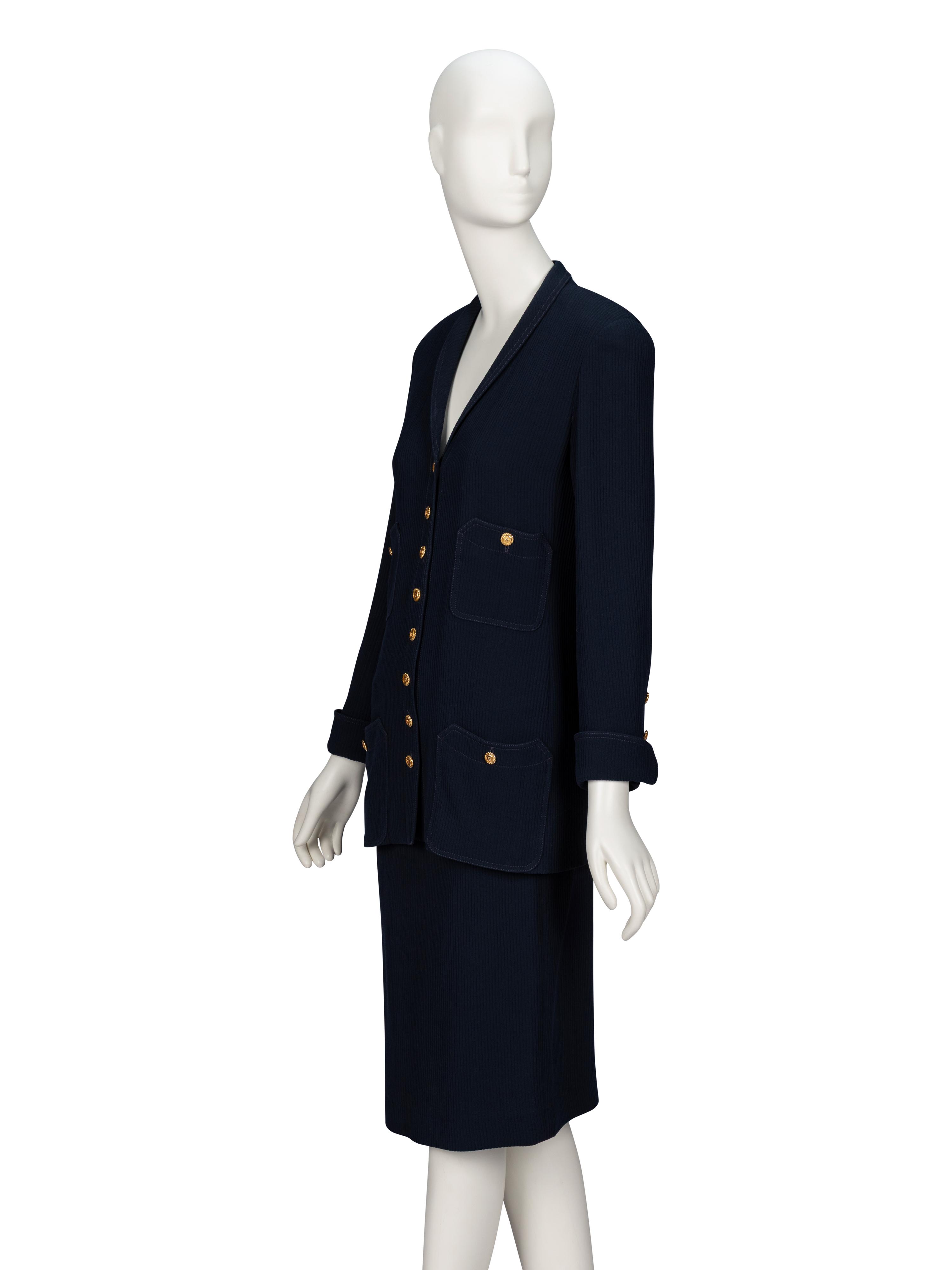 Chanel, Navy Cord Skirt Suit