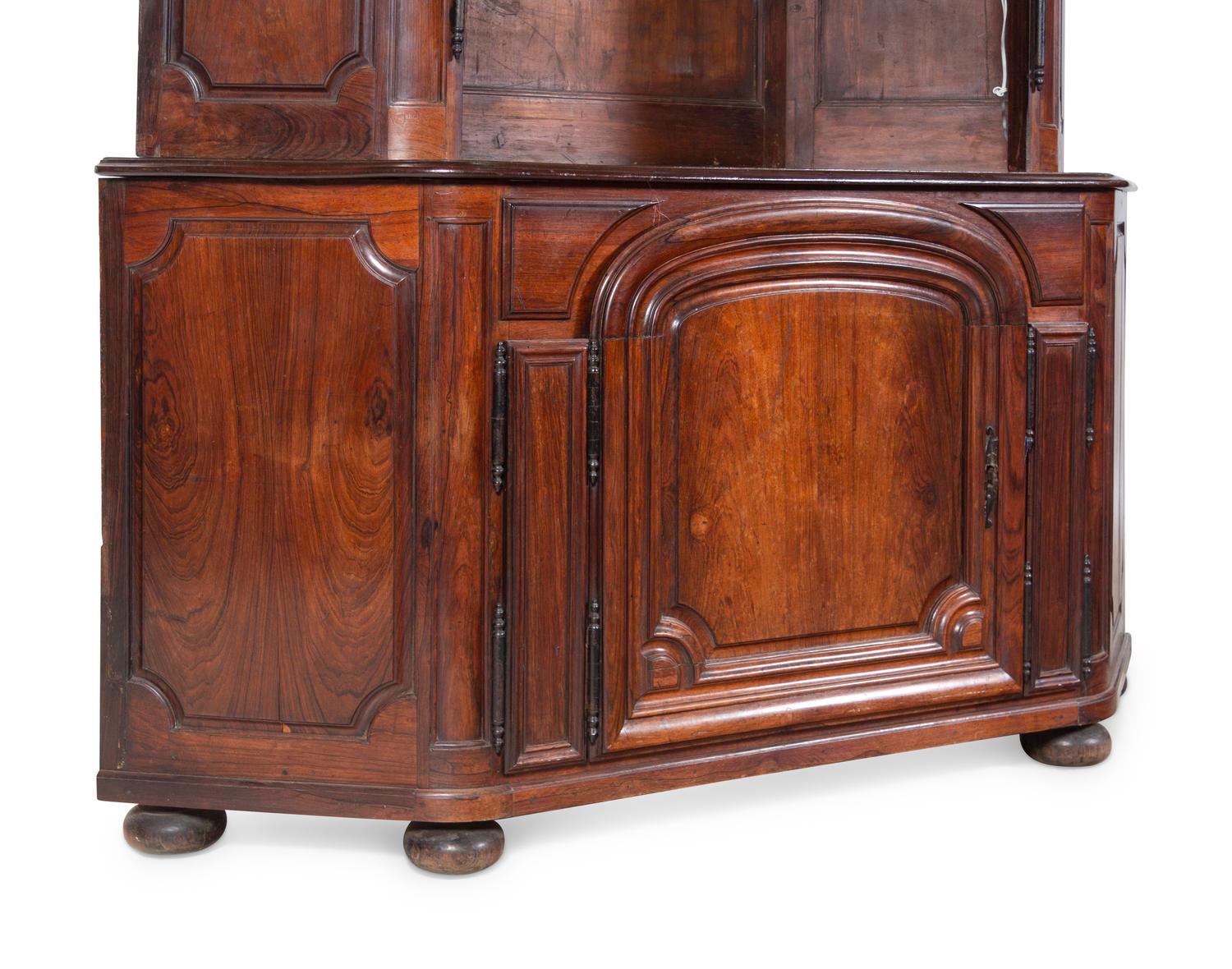 A Pair of Portuguese Rosewood Corner Bookcases