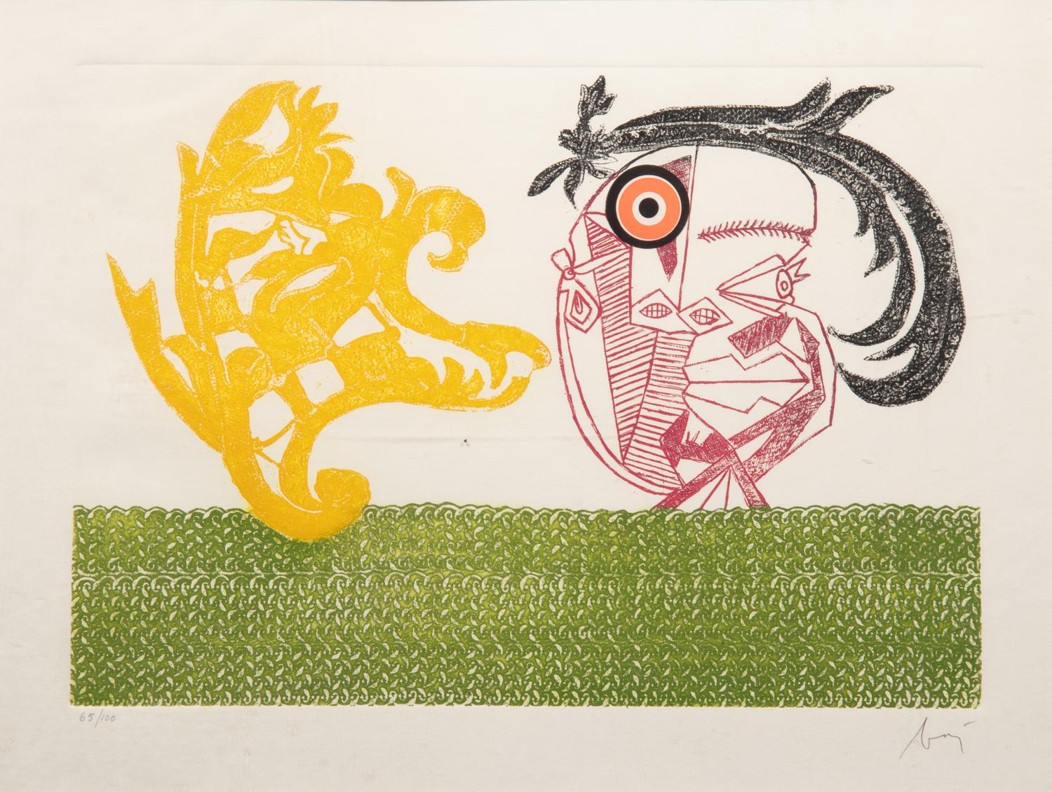 Pecheur sur la plage and Baj chez Picasso 11 (a pair of works), 1962 and 1969