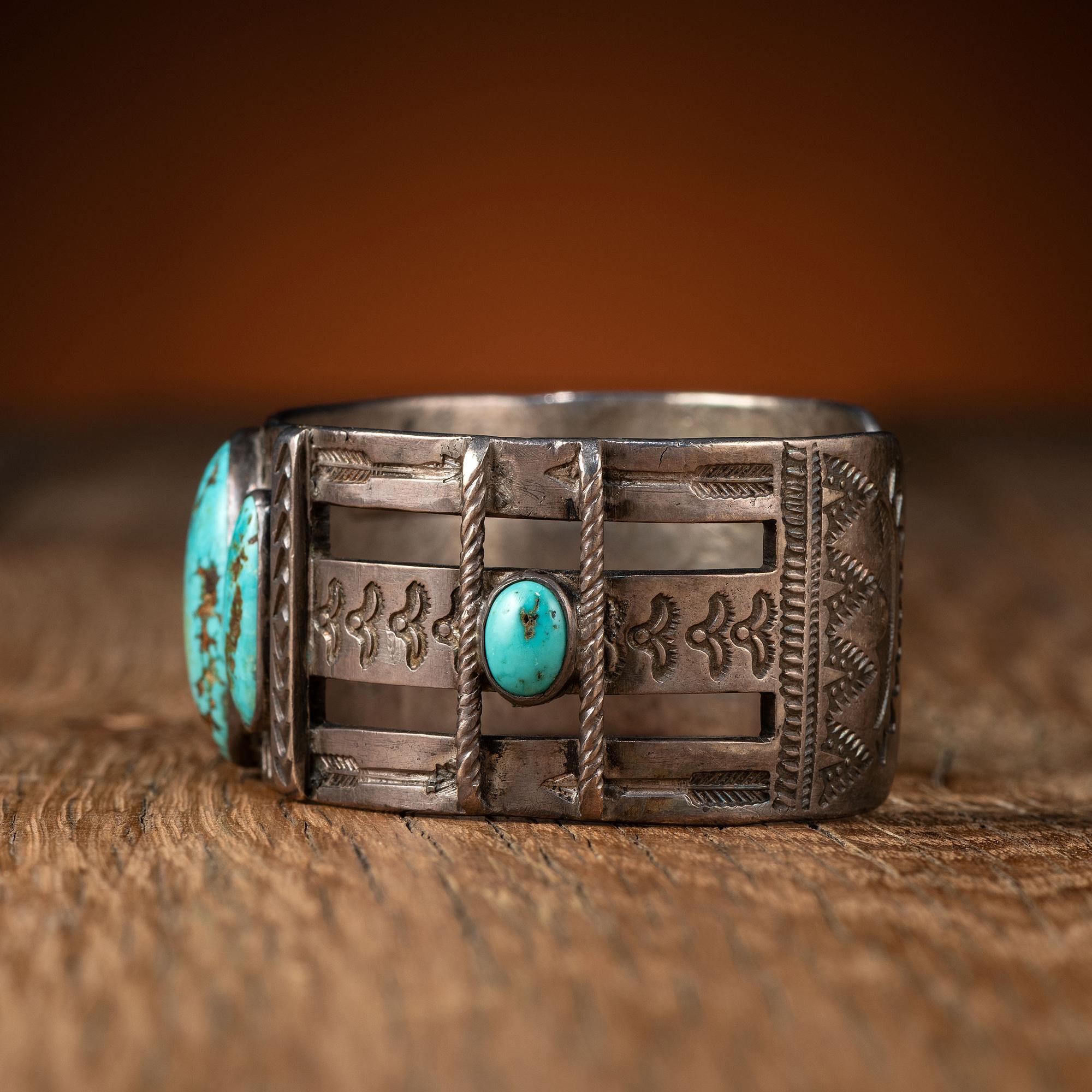 Navajo Silver and Turquoise Cuff Bracelet
