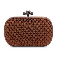 Bottega Veneta, Knot Clutch in Brown Pleated Leather
