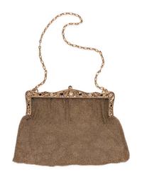 YELLOW GOLD, DIAMOND AND SAPPHIRE MESH PURSE