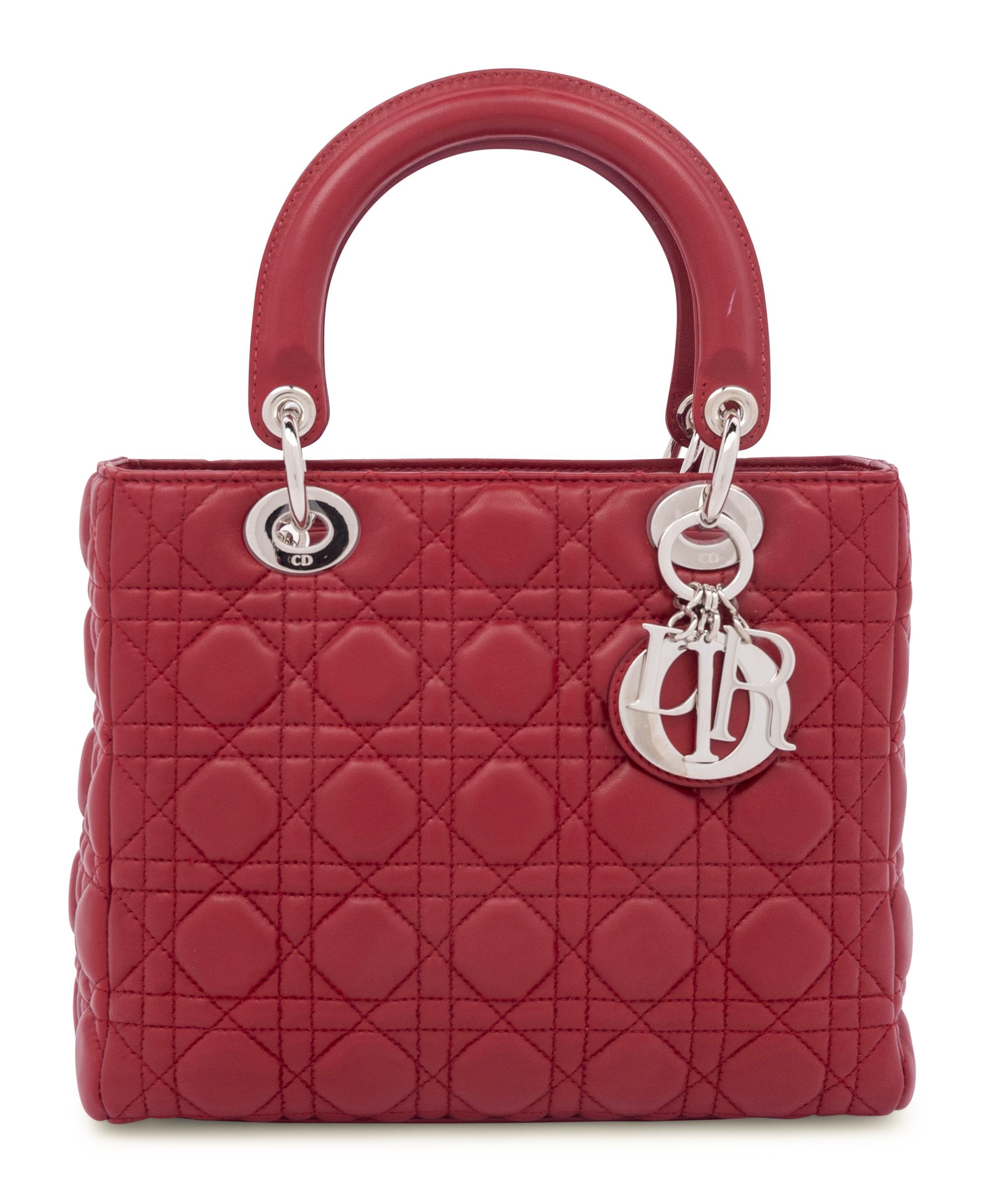 Christian Dior Red Leather Cannage Small Lady Dior Bag, 2008