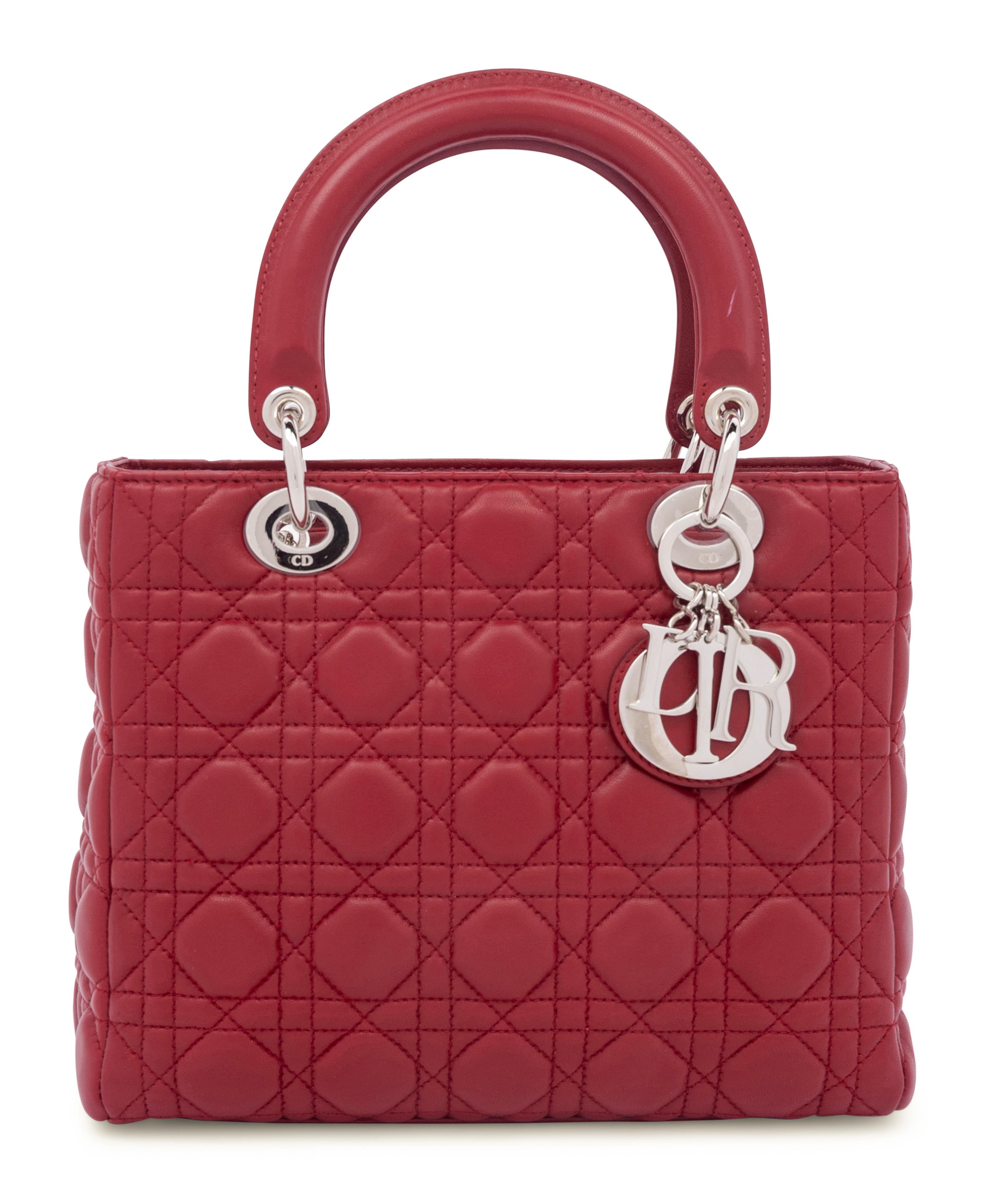 Christian Dior Red Leather Cannage Small Lady Dior Bag, 2008