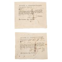 [REVOLUTIONARY WAR]. MOSELEY, William, Fenn Wadsworth and Eleazer Wales; Pair of Connecticut Pay-Table documents, 1782.