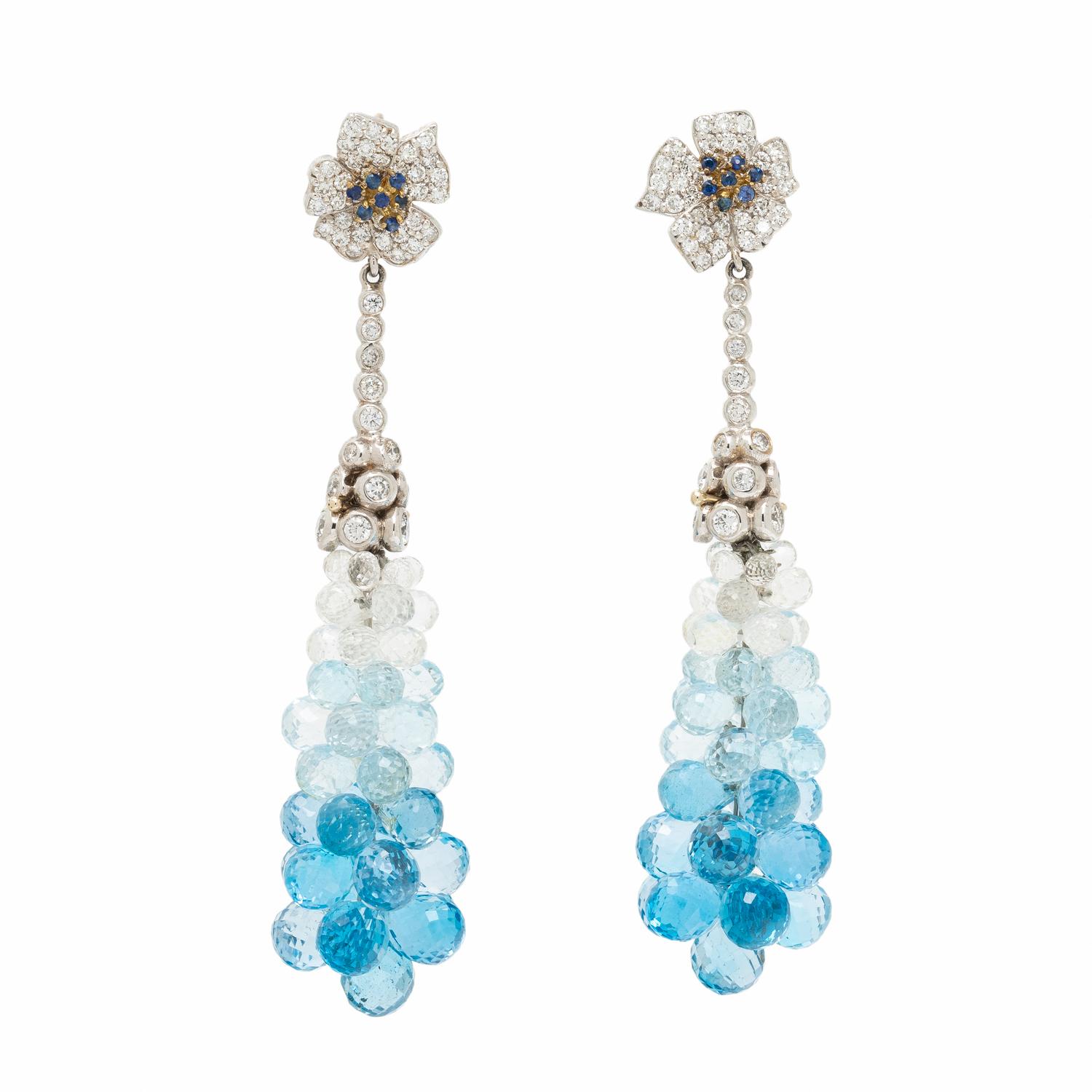 STAMBOLIAN, DIAMOND, ROCK CRYSTAL QUARTZ, AND WHITE GOLD EARRINGS