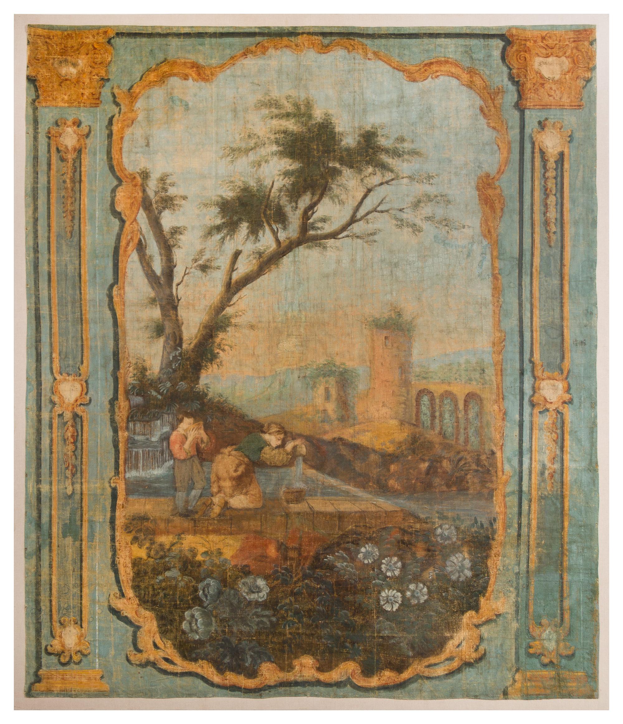 A Continental Painted Panel Height 87 1/4 x width 74 1/2 inches. — 18TH/19TH CENTURY