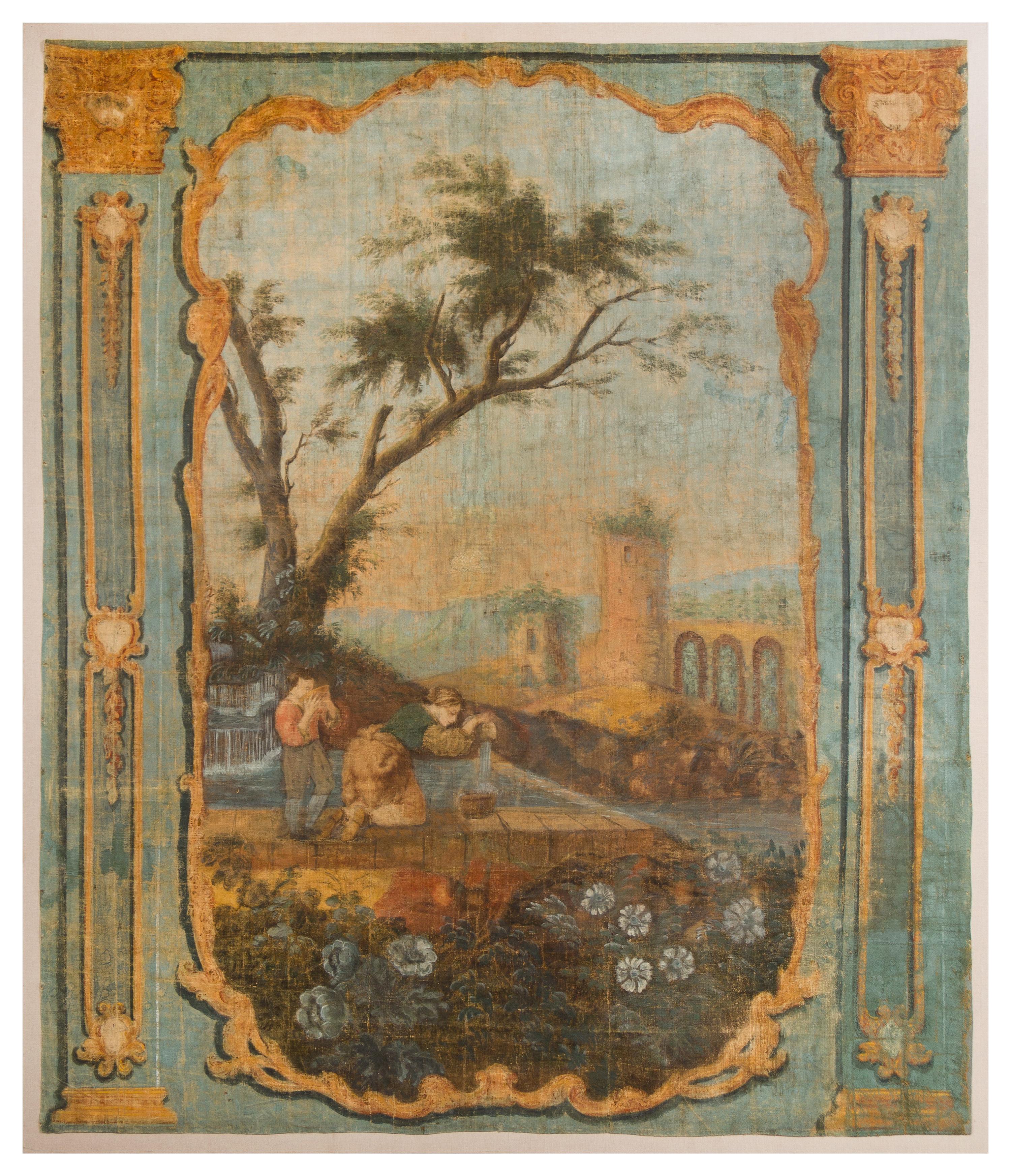 A Continental Painted Panel Height 87 1/4 x width 74 1/2 inches. — 18TH/19TH CENTURY