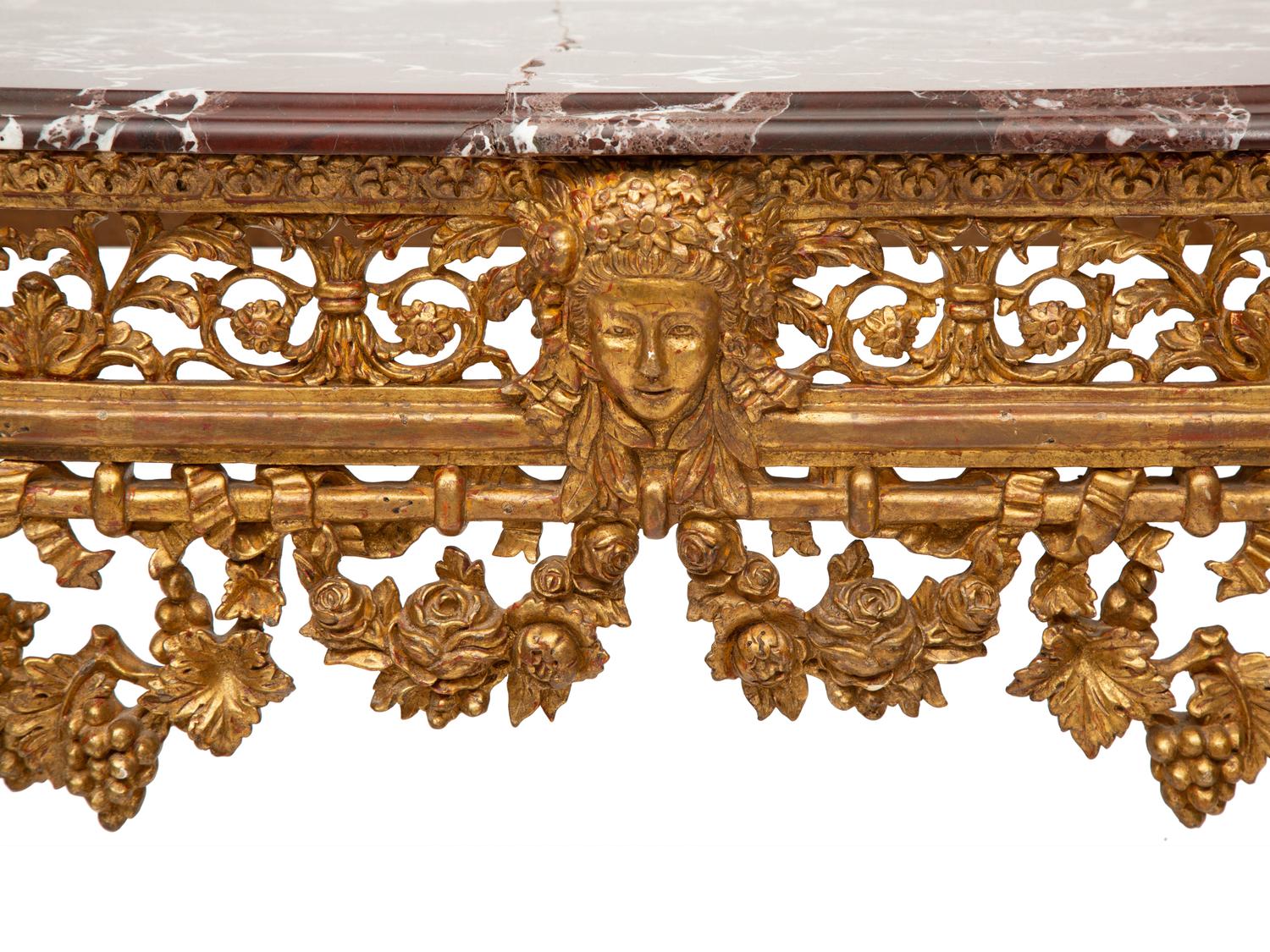 A Régence Style Giltwood Marble Top Console Table