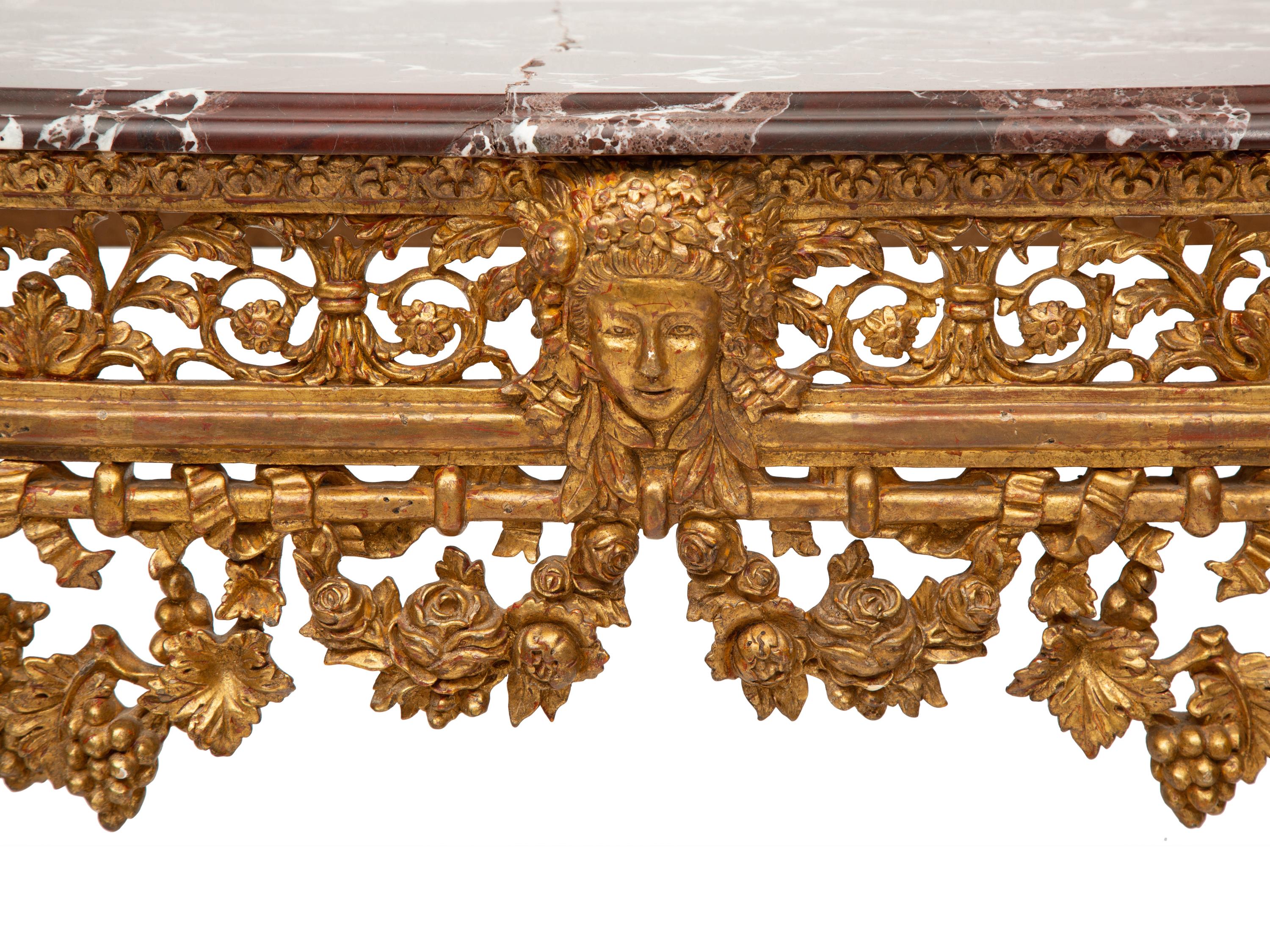 A Régence Style Giltwood Marble Top Console Table
