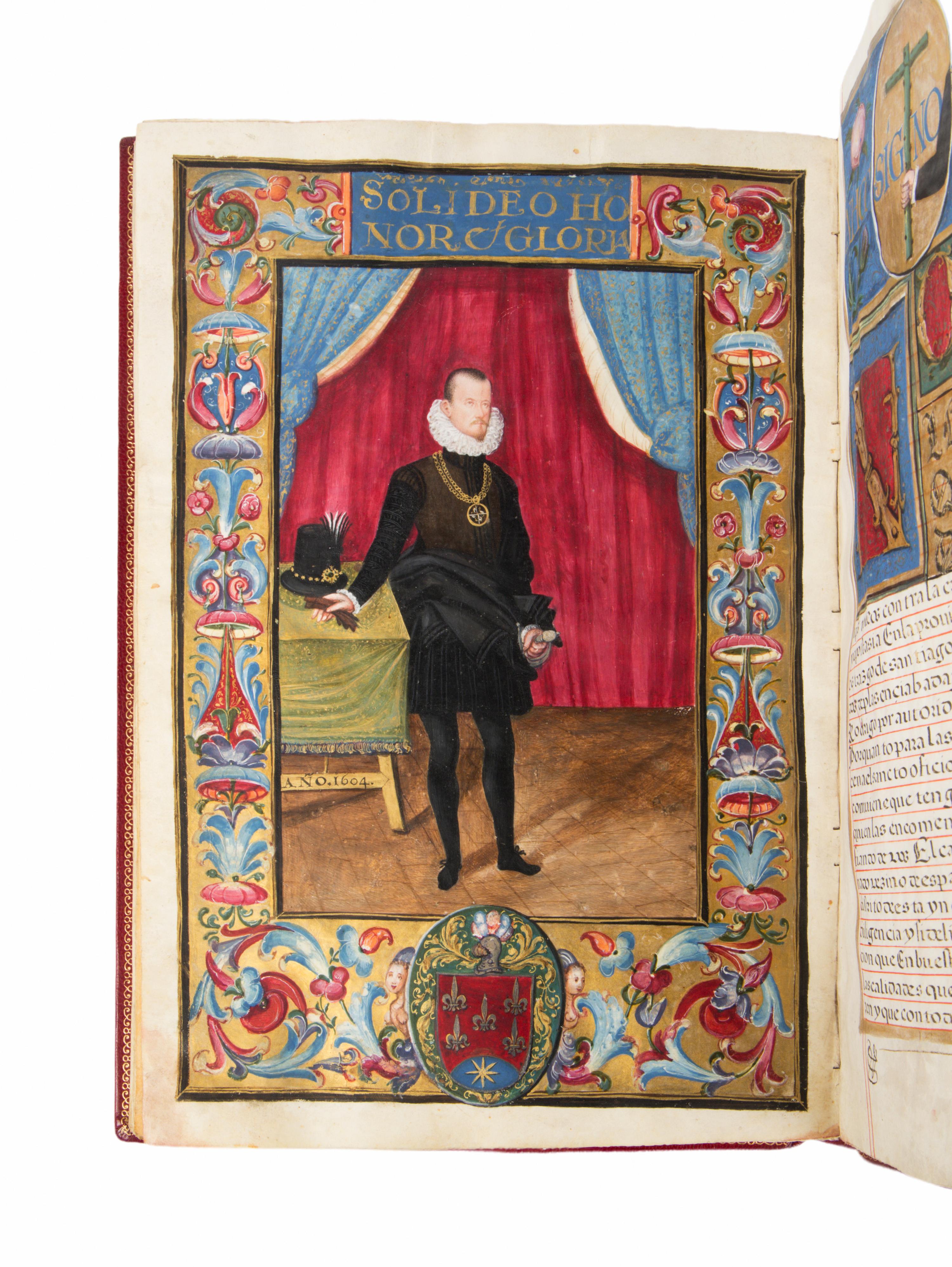 JUAN DEL CASTILLO (likely) (Seville, c. 1584-1640) Carta Ejecutoria de hidalguía (for Diego Maldonado), Illuminated manuscript on parchment [Spain, Granada and Seville, c. 1604–1605]