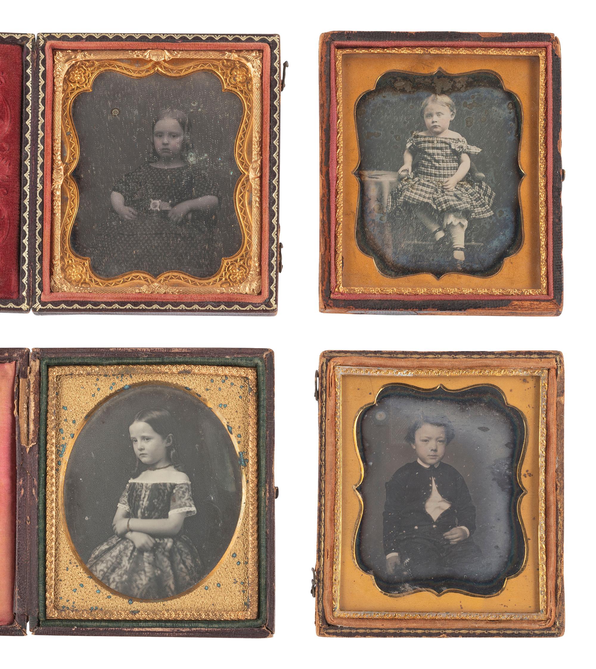 [EARLY PHOTOGRAPHY]. 21 sixth plate daguerreotypes of children.