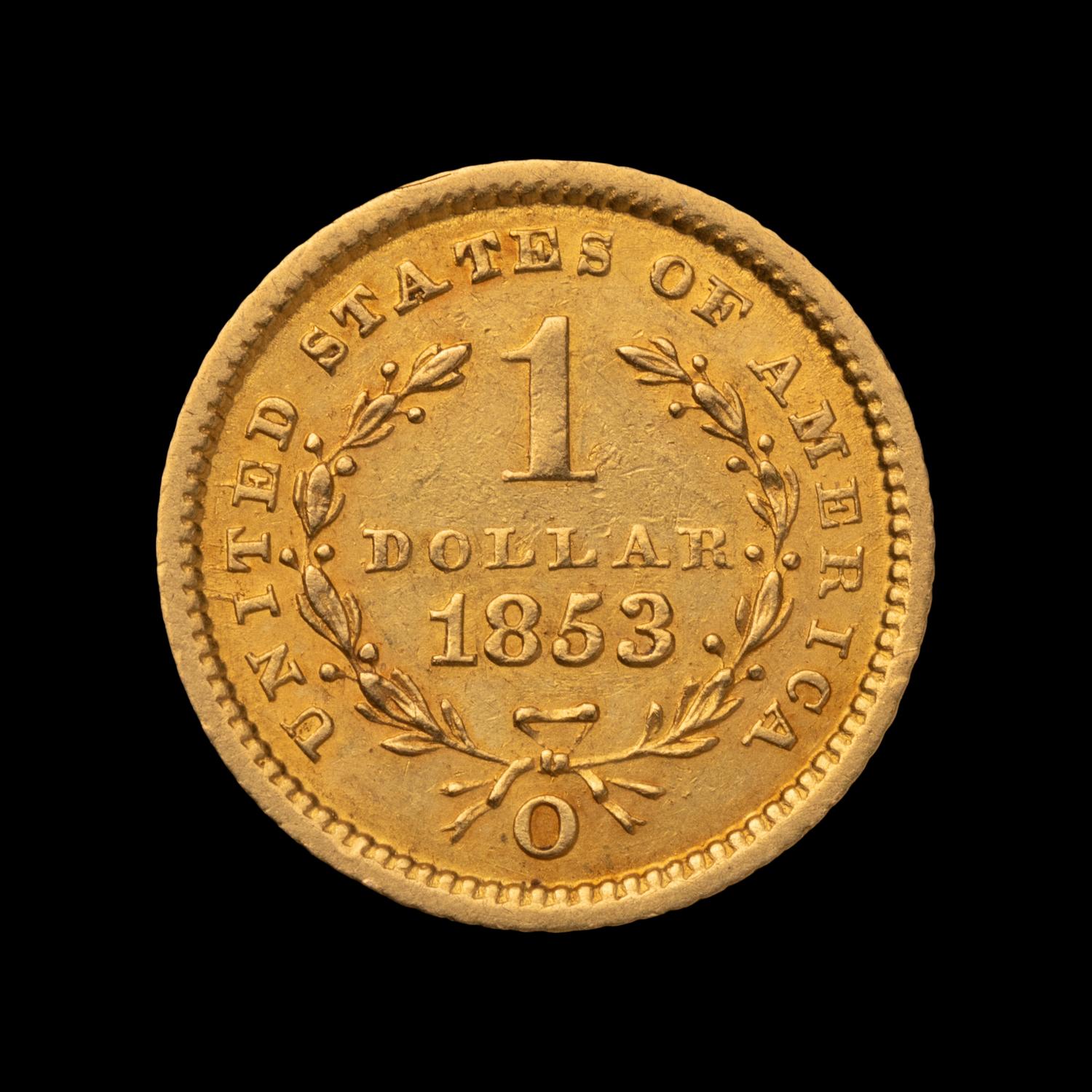 An 1853-O Liberty Head $1 Gold Coin