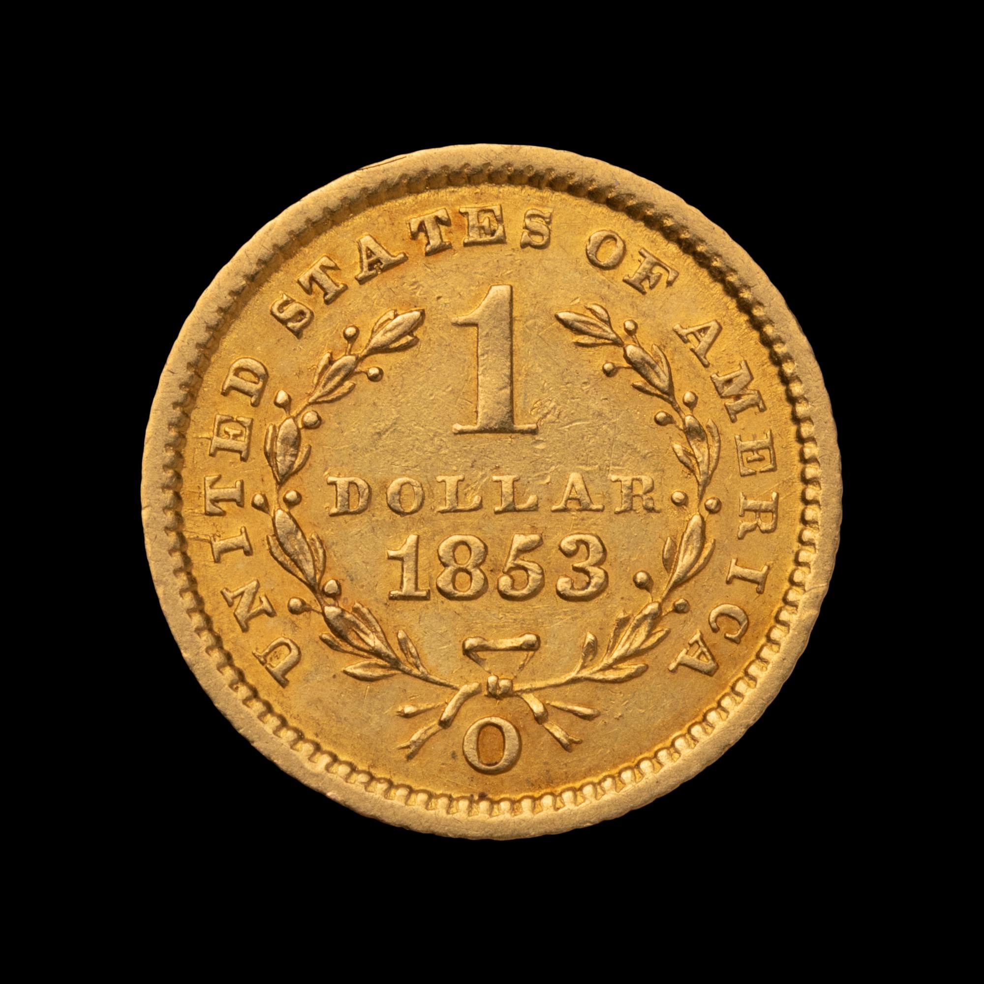 An 1853-O Liberty Head $1 Gold Coin