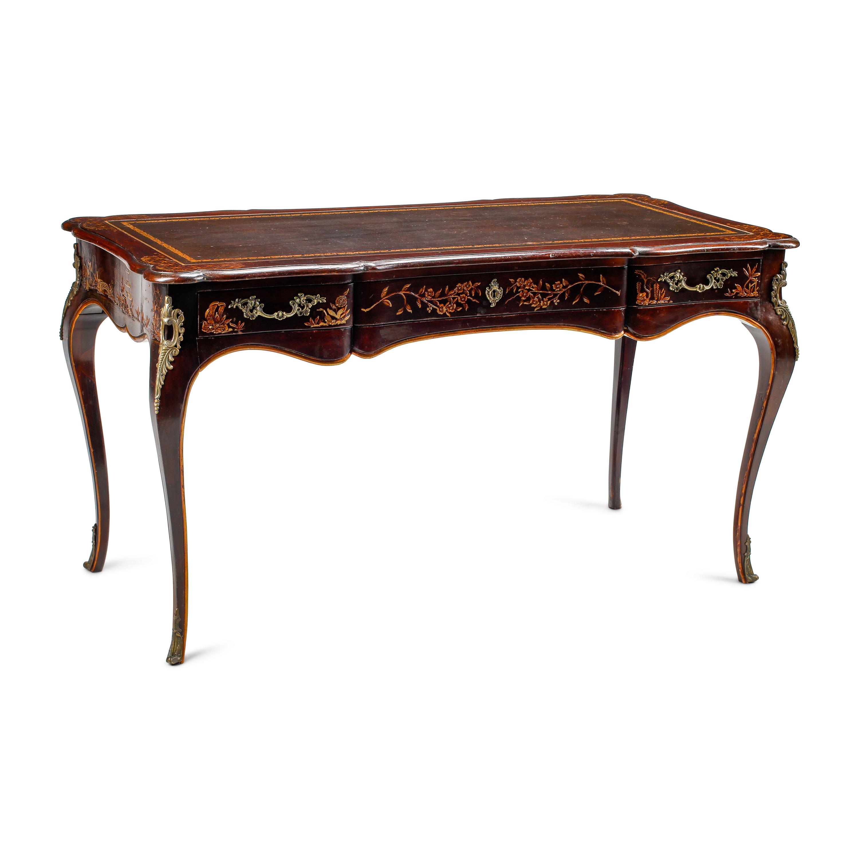 A John Widdicomb Louis XV Style Chinoiserie Bureau Plat