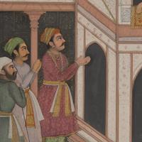A Fine Folio Painting of Emperor Aurangzeb Alamgir Seated at a Balcony Window, North India, Lucknow or Delhi, 19th/20th Century